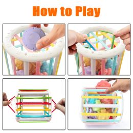 Baby Sensory Bin Forme Sorter Cube Cube Tri Game Shape Blocks Montessori Educational Toys Game For 1 2 ans fille de garçon de 2 ans