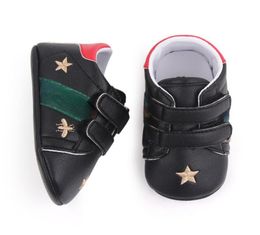 Baby Shoes Boy Girl Sports Sneakers Bee nouveau-né PU Cuir non glissant First Walkers With Bow Infant Soft Sole Shoes9291222