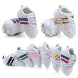 Babyschoenen Baby Meisje Gouden Schoenen Herfst Mesh Schoenen Peuter Jongen Sneaker Gestreepte Pasgeboren Baby Schoenen Outdoor Zachte Antislip