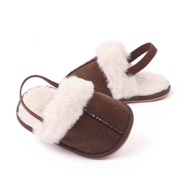 Pantoufles pour bébés de 0 à 18 mois, chaussures chaudes pour les premiers pas des nouveau-nés, garçons et filles, à semelle souple, en peluche polaire