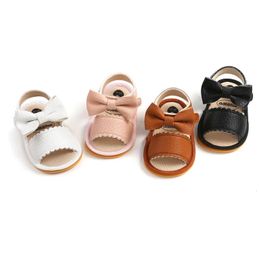 Baby Shoes Summer Boy Girl Toddler Flats Sandals Soft Rubber Sole Antislip Bowknot Crib First Walker 240402