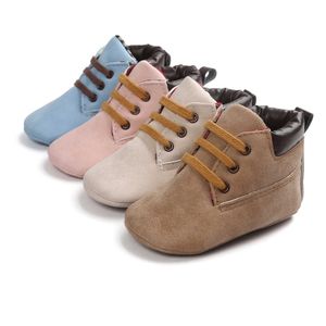 Baby Shoes Toddler Crib Boy Newborn Hight Heel Lace-Up Martin Cotton Coumbure de semelle douce Pu Leather First Walkers Mocasins décontractés