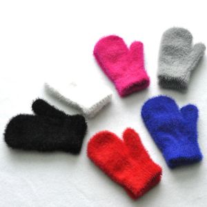 Baby korte handschoenen winter faux sable kinderen vaste dikke pluche pluche harige volle vinger wanten herfst Hand Warmer 1-4 jaar oud