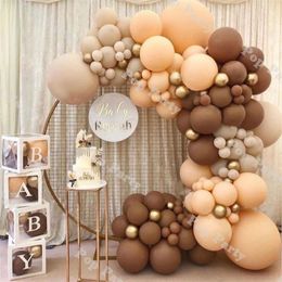Guirlande de ballons pour fête prénatale, Kit d'arc de ballons marron café, décorations d'anniversaire de mariage, fournitures de décoration de fête d'anniversaire Blush F12286I