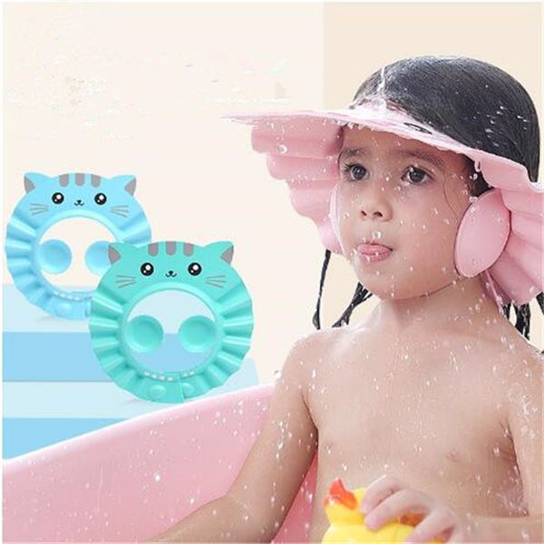 Bonnet de douche pour bébé Chapeau de lavage de cheveux réglable pour nouveau-né Protection des oreilles du nourrisson Coffre-fort pour enfants Shampooing Bouclier Couvre-tête de bain GC1322