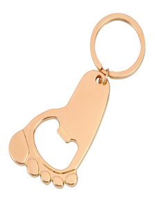 Baby Shower Favor Gold Bottle Opener Girl Boy Footprint Keychain Openers Verjaardagsfeestje XB1