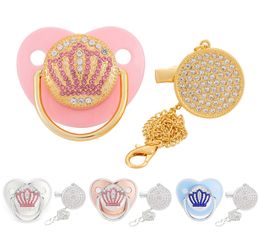 Baby Shower Geschenken Fopspeen Strass Fopspeen Clips Prinses Bling BPA Gratis Siliconen Baby Tepel Pasgeboren Baby Fopspeen