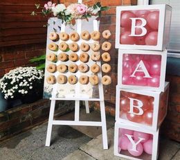 Boîte transparente avec nom et âge pour fête prénatale, fille et garçon, support mural à donuts, décoration de mariage, cadeau de première fête d'anniversaire 357D2205090
