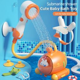 Baby Shower Head Cartoon Carrot Electric Water Pump Papetable Adjuseer Baby Shower Spray Toy 240517