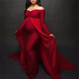 Baby Shower Jersey Robes Maternité Pographie avec Cape Ajustée pour Robe Enceinte Femmes Maxi Robe Douches Po Shoot 210922