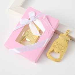 Cadeaux de retour de douche de bébé pour les fournitures d'invités Poppin Ouvre-bouteille en forme de biberon avec emballage de boîte-cadeau Faveurs de mariage Souvenirs de fête DH6780