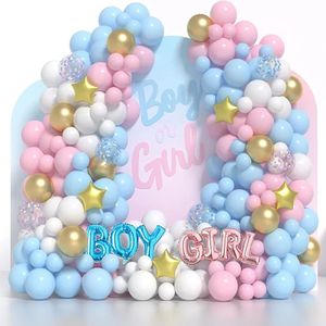 Baby Shower Thème Ballons Garland Arch Kit Or Rose Bleu Confetti Ballon Garçon Fille Feuille Globos Sexe Révéler Décoration De Fête 240118