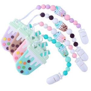 Baby Silicon Bead Fopspeen Icecream Bijters Euro America Trade Handgemaakte Safe Infant Baby Gracious ToysteTher Chain Clips