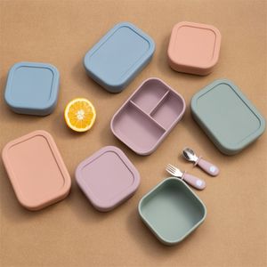 Baby Silicone Feeding Bwol Dishes Plate Children's Tableware Microwave Heating Fresh-Keeping Leakproof Lunch Box Baby Stuff 220512