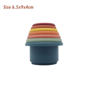 Baby Silicone Hablass Stacking Cup Montessori Educational Toy Intelligence Gift Toys Stacking Ring Tower Toy Infant Bath Bath Play