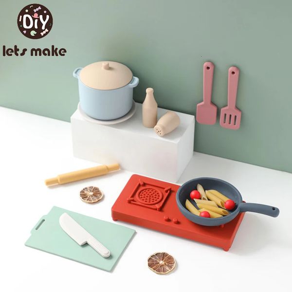 Ensemble de jouets Montessori en silicone pour bébé, ustensiles de cuisine en Silicone sans BPA, modèle 3D, anneau de dentition pour bébé, jouets d'éducation précoce pour cadeau de naissance 231225