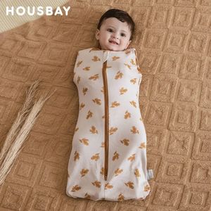 Sac de couchage bébé né Swaddle sans manches sac de couchage été mince 100% coton doux 2 voies fermeture éclair changement de couche 240313