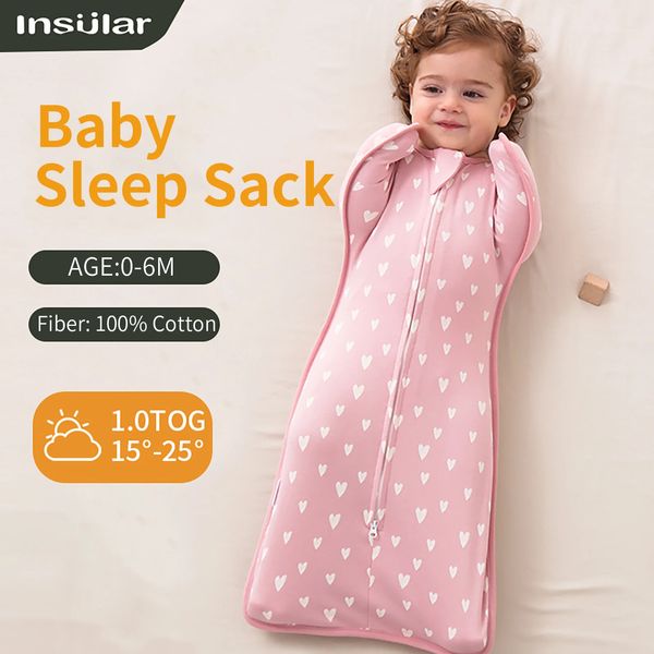 Saco de dormir para bebé Nacido Swaddle Sin mangas Saco de dormir Verano Algodón fino Suave 2 maneras Cremallera Cambio de pañal 231225