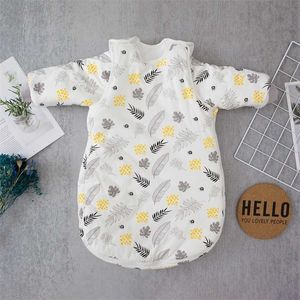 Baby Sleeping Sac gilet Sleep with manches détachable Pruishib Change Diaper 100% Cotton imprimé Born Carriage Sack 211023