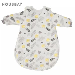 Baby Sleeping Bag Vest Sleep met mouwen afneembare handige verandering luier 100% katoenen bedrukte geboren koetszaad 240415