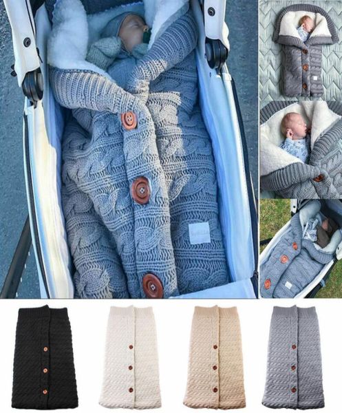 Sacos de dormir para bebés Invierno Cálido Botón Tejido Swaddle Wrap Swaddle Cochecito Envoltura Manta para niños pequeños Bolsas de dormir 1867514