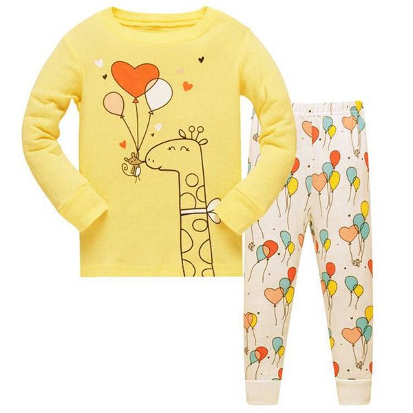 Ropa de dormir para bebés 2 PCS Set Top e inferior Pijamas para el hogar Otoño Primavera Ropa para niños Búho Estampado Lindo Animales Trajes 210529