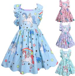 Robes licorne sans manches pour bébé, 4 couleurs, robes de princesse d'été pour enfants, robe de soirée pour filles, vêtements pour enfants OOA63896538295