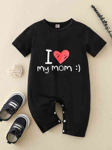 Slogan Baby Slogan et Heart Print Jumpsuit