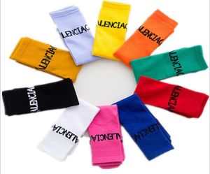 Chaussettes bébé enfants bonbons de couleur bassages filles lettre imprimé genou socks coton collants de mode