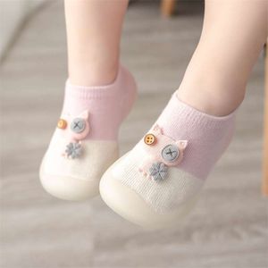 Baby sokken schoenen voor lente herfst schattige kat stijl katoenen vloer schoenen zachte botton antislip eerste wandelaars 0-3 jaar 210928