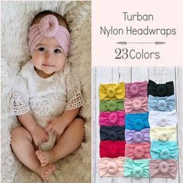 Baby massief tulband 23 kleuren donuts nylon headwraps bohemian stijl baby baby ronde nylon zachte brede haarband kinderen hoofdbanden GD1258