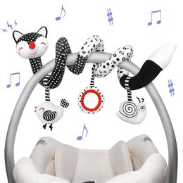 Bébé spiral peluche jouets noir blanc pousse-activité extensible siège auto suspendue hochet berceau mobile sensoriel pour né 240415