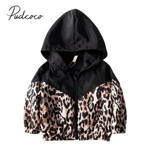 Bebé primavera otoño ropa infantil niños niño niña abrigos manga larga otoño leopardo Patchwork chaquetas con capucha cremallera traje 211204