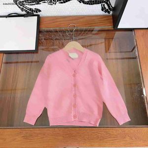 Baby Spring Desmode Hollow Out Design Kids V-Neck Cardigan Maat 100-150 cm Solid Color Knitted Sweater voor Girl Boy Sep05