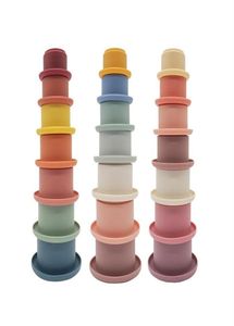Baby Stacking Cup Toys Rainbow Color Ring Tower Early Educational Intelligence Toy Oling Rings Towers Bath Play Water Set Silico4840954
