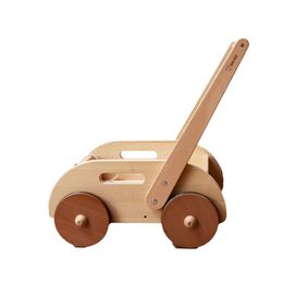 Baby Stroller 6 tot 18 maanden oud, 1-3 jaar oud baby houten frame, massief houten handcart, leren wandelen Walker-cadeau