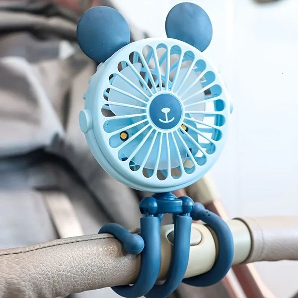 Ventilador de cochecito de bebé con clip de un ventilador divertido de calopus con un trípode flexible USB envuelto ventilador portátil recargable para el asiento del automóvil 240513