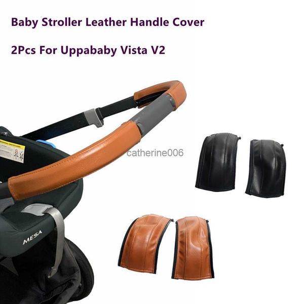 Couverture d'accoudoir en cuir pour poussette de bébé pour Uppababy Vista V1 V2 Poignée Bumper Sleeve Case Bar Housses de protection Landau Accessoires L230625