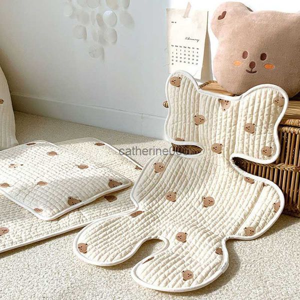 Bébé Poussette Doublure Siège De Voiture Coussin Coton Matelas Broderie Ours Couche Matelas À Langer Tapis Nouveau-Né Chariots Landau Accessoires L230625