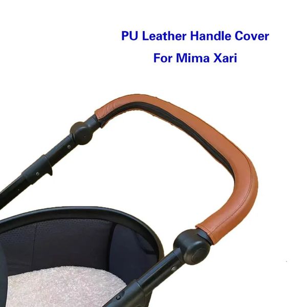 Cochecito de bebé, cubiertas de mango de cuero PU para Mima Xari, funda protectora para barra de cochecito, accesorios para reposabrazos 231225