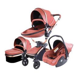 Baby Stroller al por mayor de ventas calientes 3 en 1 cochecito de lujo para carro nacido PU cuero alto carro de carros 360 silla de empuje de bebé giratoria