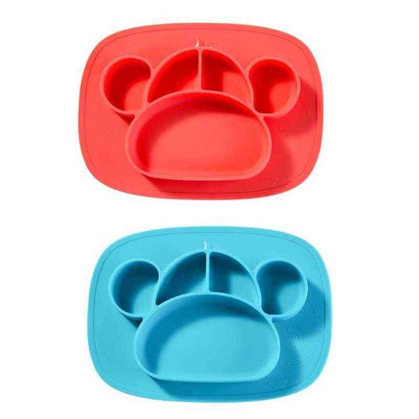 Bébé ventouse bol divisé assiette à dîner nourrissons apprentissage plat d'alimentation Non toxique sans BPA Silicone vaisselle G1210