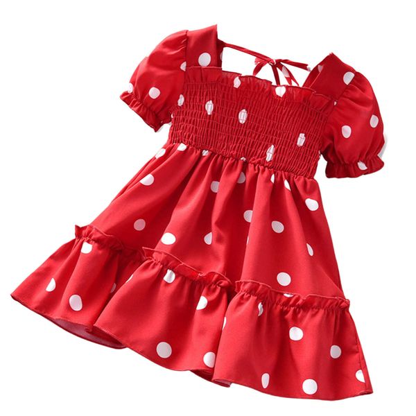 Ropa de verano para bebés, niñas, moda, manga corta, vestido de lunares, elegante vestido elástico para niños, bebés, niñas Q0716