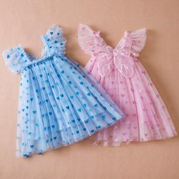 Baby zomerjurken voor meisjes mode peuter kinderkleding sling strand prinses jurk met vlindervleugels verjaardagsfeestje outfit l2405