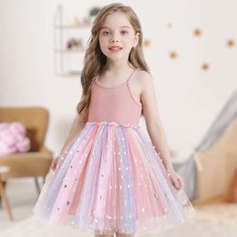 Baby Summer Robes for Girls Rainbow 2024 Tutu Sling Tulle Kids Birthday Wedding Party Princess Dress Enfants Casual Vêtements