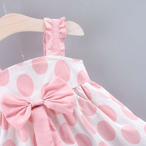 Baby Summer Polka Dot Dress Bow Children's Clothing 2023 Nieuwe Girls Sling Rok Hoed
