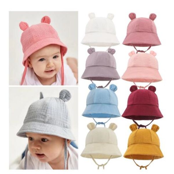 Bébé chapeau de soleil enfants en plein air lapin oreille casquettes de plage garçon fille Panama chapeau unisexe plage seau chapeau pour 6-12 mois GC1278