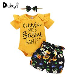 Baby Sunflower Outfit Girl Clothes Set Born Poology Romper Infant Designer S Clothing Sets 210529