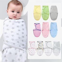Baby Swaddle Wrap Pure katoenen slaapzak Geboren Swaddling Wrap Deken Sleepsacks Infant Antikick Quilt voor baby's 06 maand 220523
