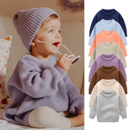 Chandails à manches longues pour bébés garçons et filles, pull en tricot de couleur Pure, vêtements pour bébés, automne et hiver, 2521